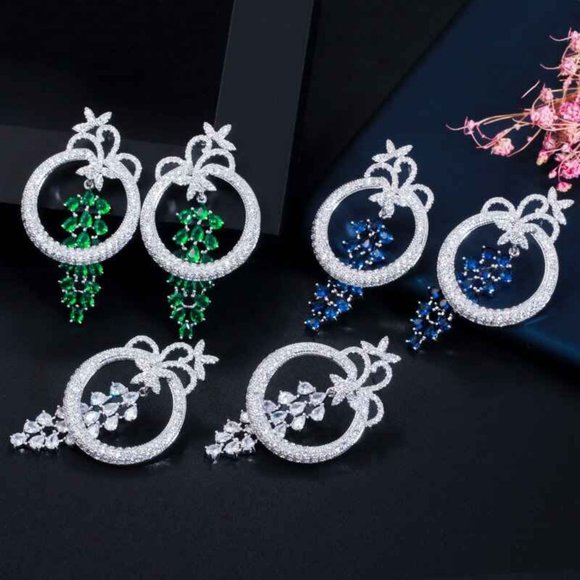 Cubic Zirconia Bunch of Grapes Hoop Statement Earrings NWT - Picture 5 of 5